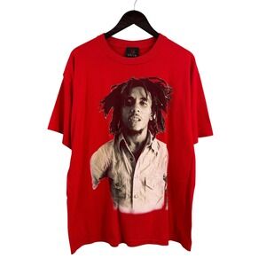 Bob Marley Red Graphic T Shirt Zion Rootwear 1X Front and Back Print Reggae